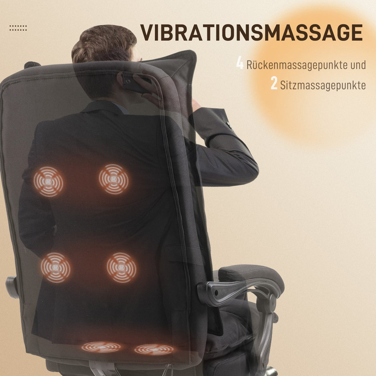 Massage Office Chair with Retractable Footrest Ergonomic Desk Chair Height Adjustable Black
