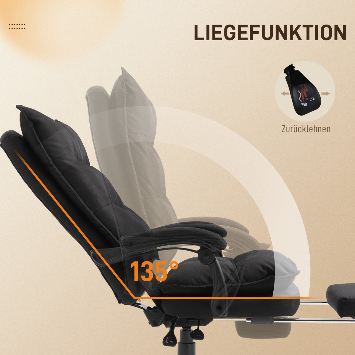 Massage Office Chair with Retractable Footrest Ergonomic Desk Chair Height Adjustable Black