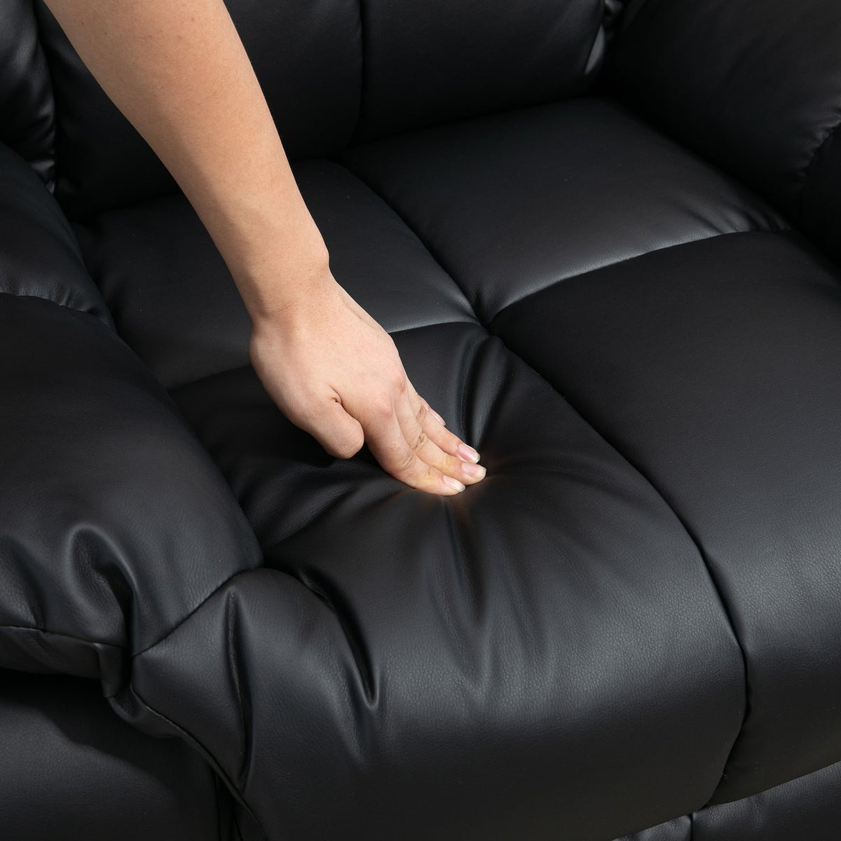 Massage chair, TV chair, electric relaxation chair with massage function, faux leather, wood, steel, foam, black, 94 x 99 x 99 cm