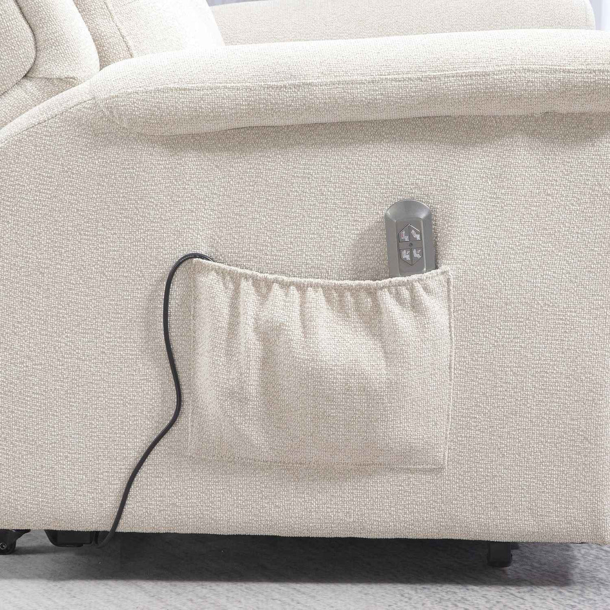 Massage chair stand-up aid, electric, 180° tiltable, with reclining function, remote control, side pocket, 92L x 87W x 108H cm, light grayAoso