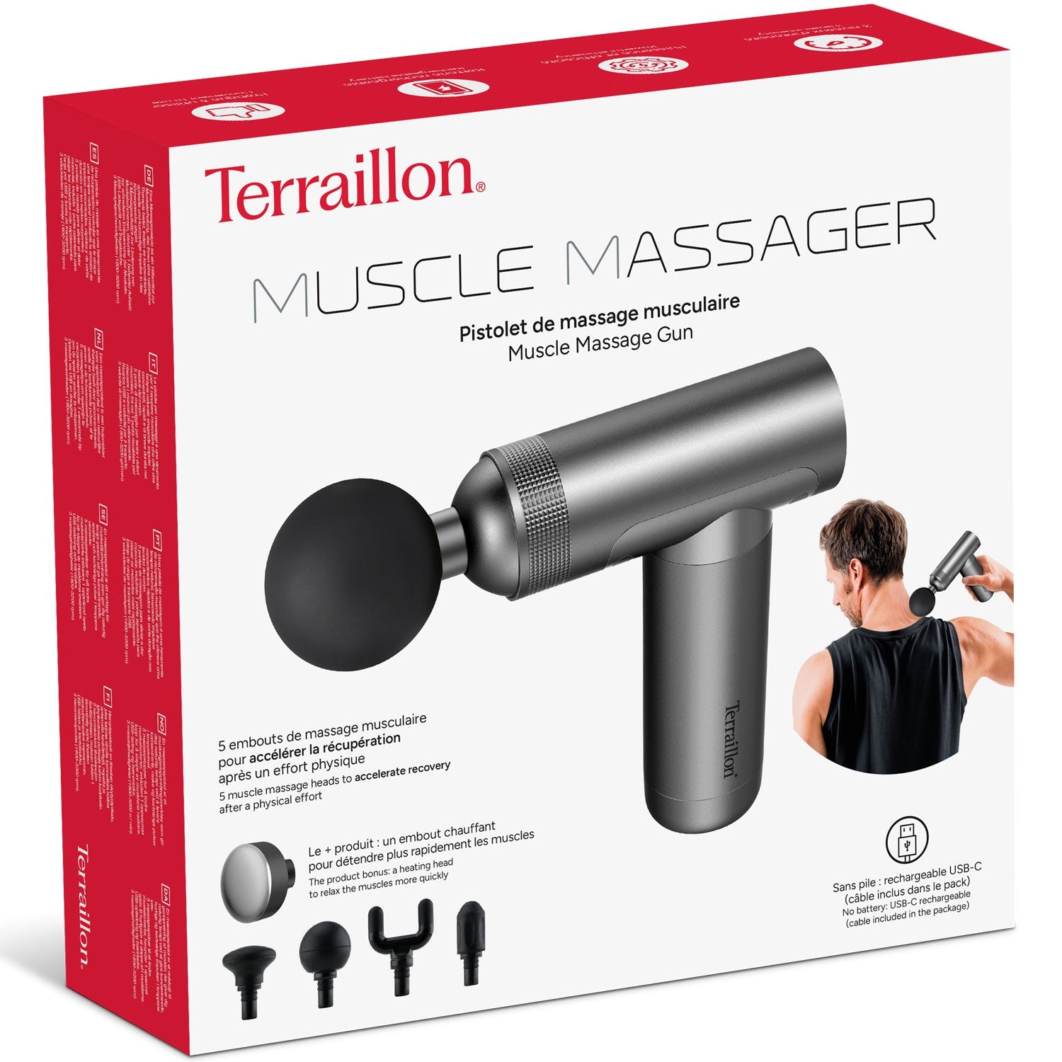Massage gun Muscle Massager with heat, 5 accessories