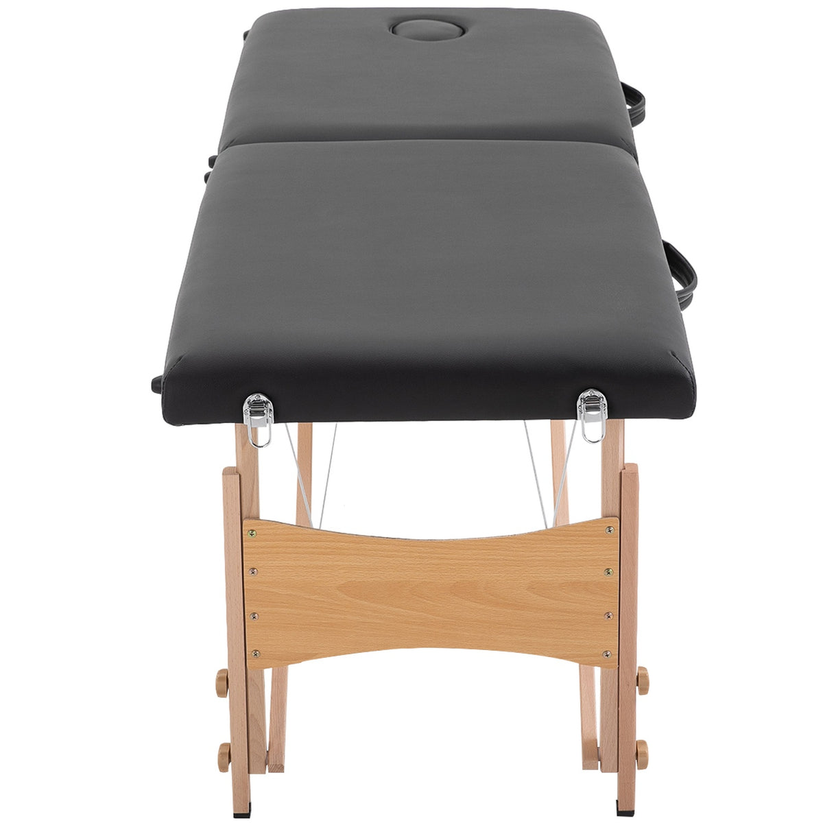 Massage table, mobile massage table, height adjustable, cosmetic bench, poplar wood, foam, black, 186 x 60 x 58-81 cm