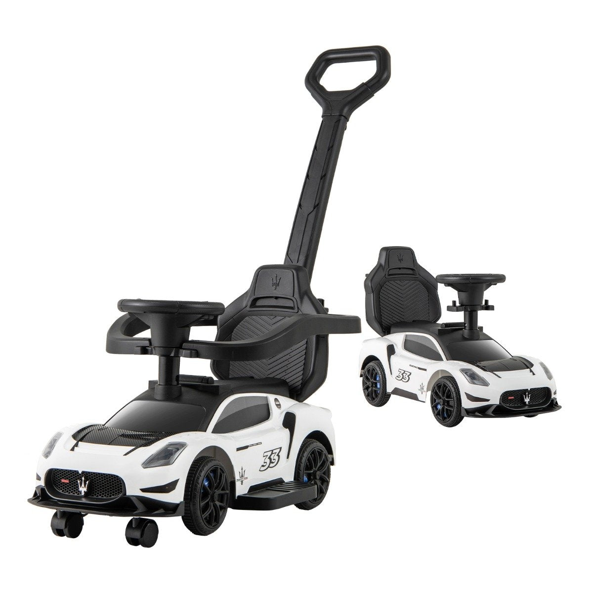 Mazerati ride-on car ride-on vehicle with protective bar & Push bar white