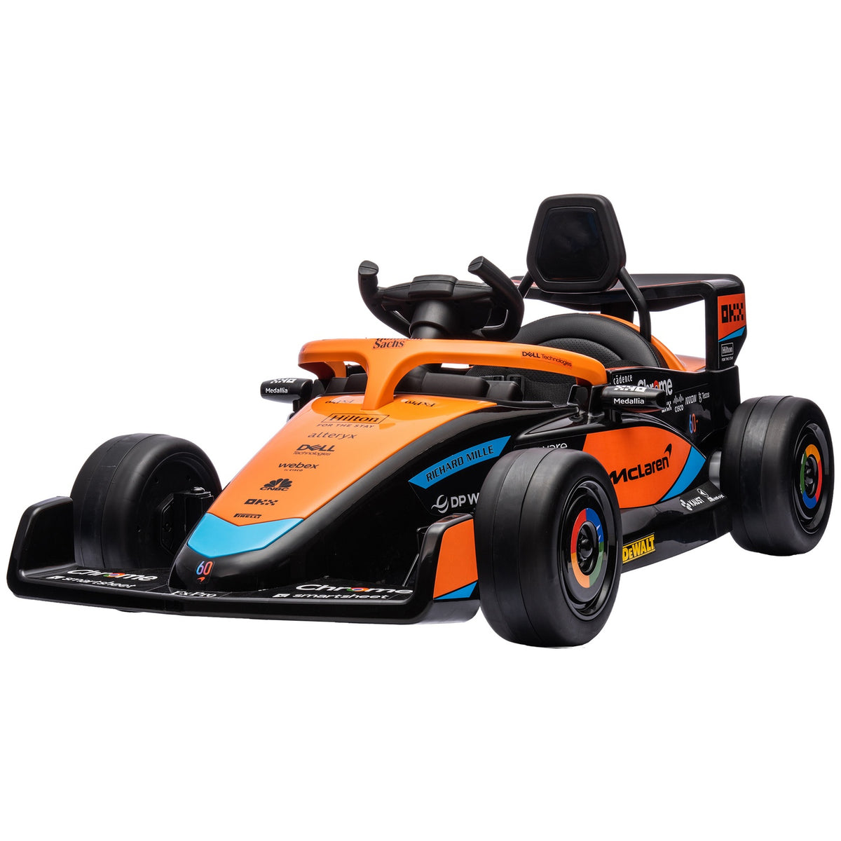 McLaren children's car, with 2 speed, 2 motors, remote control, MP3 USB, suspension, horn, for 3-5 years children, load capacity 30 kg, orange