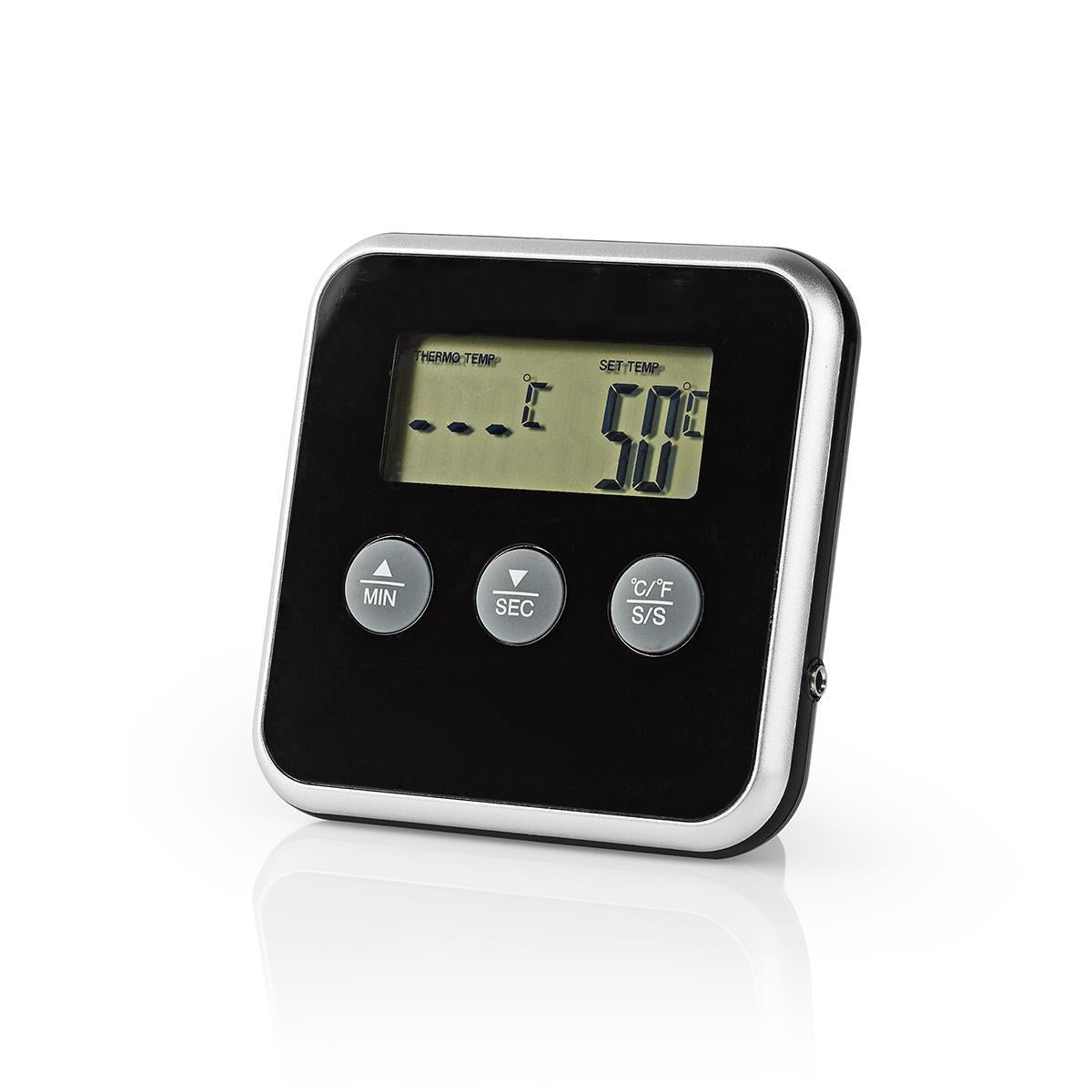 Meat thermometer | Alarm / Timer | LCD Screen | 0 - 250 °C | Silver / Black