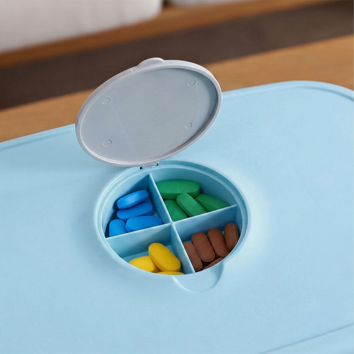 Medicine Storage Box With 3-Section Insert, Lid Tray