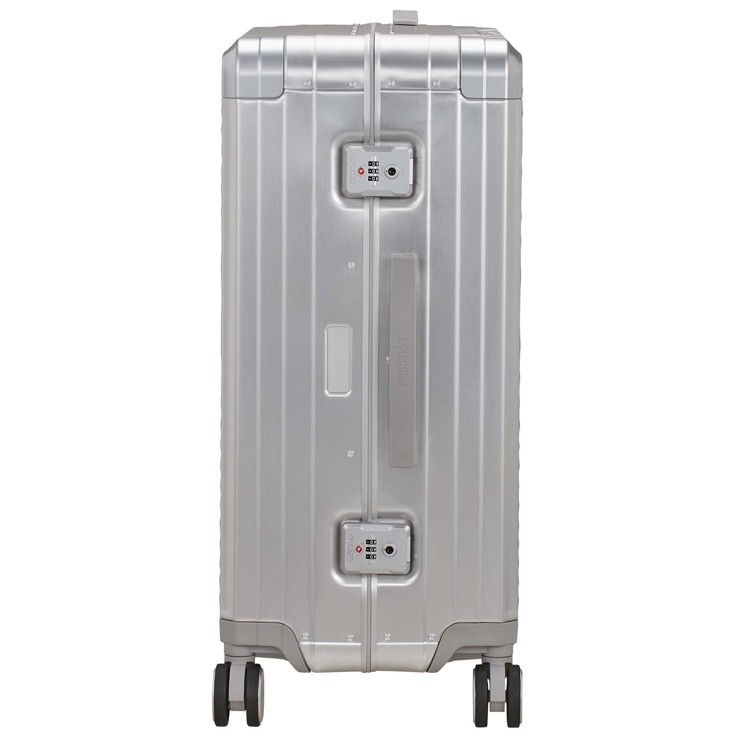 Medium Silver Aluminum Suitcase, 68 cm, 4 Wheels, TSA Lock