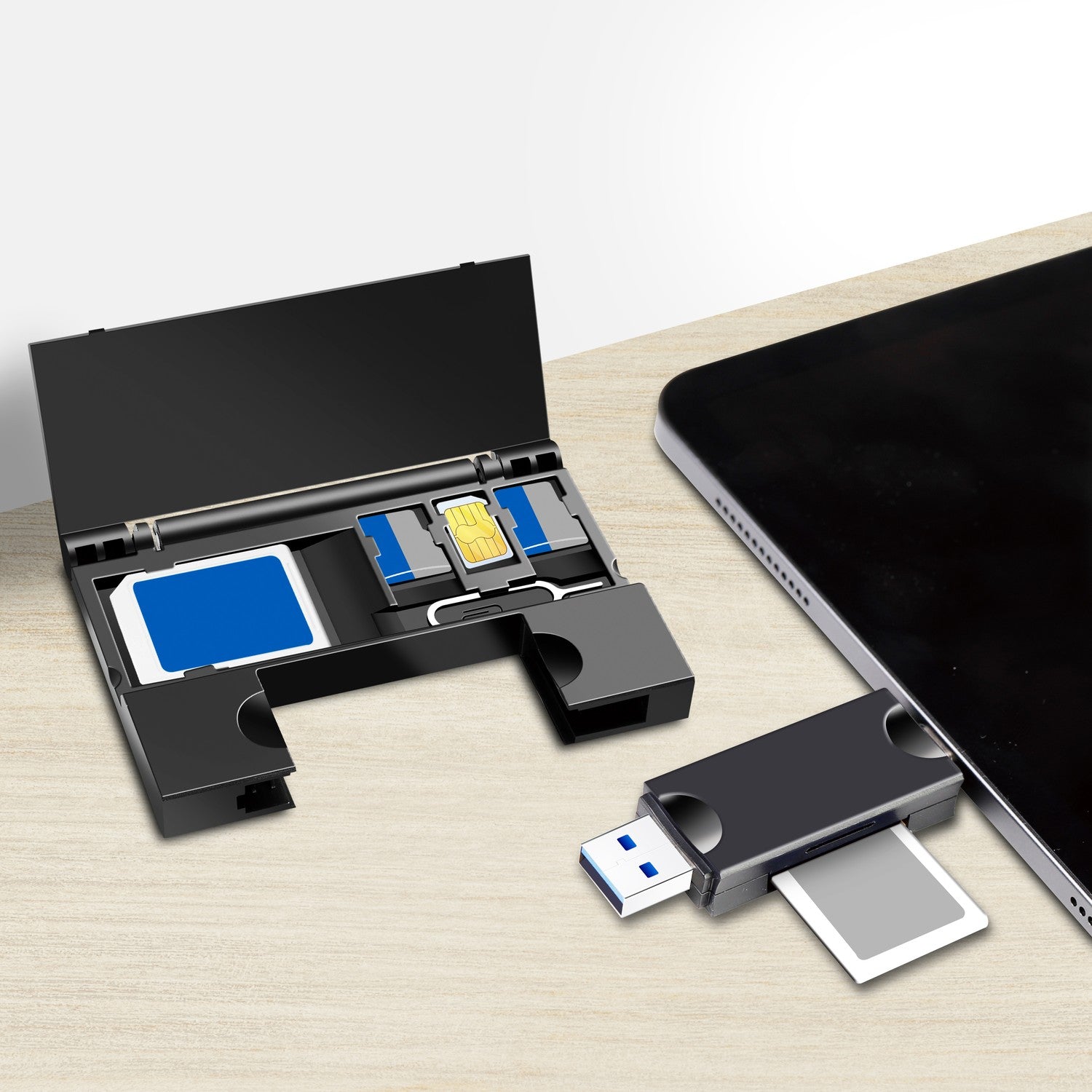 Memory card reader USB-C + USB-A MicroSD - and SD card incl. storage