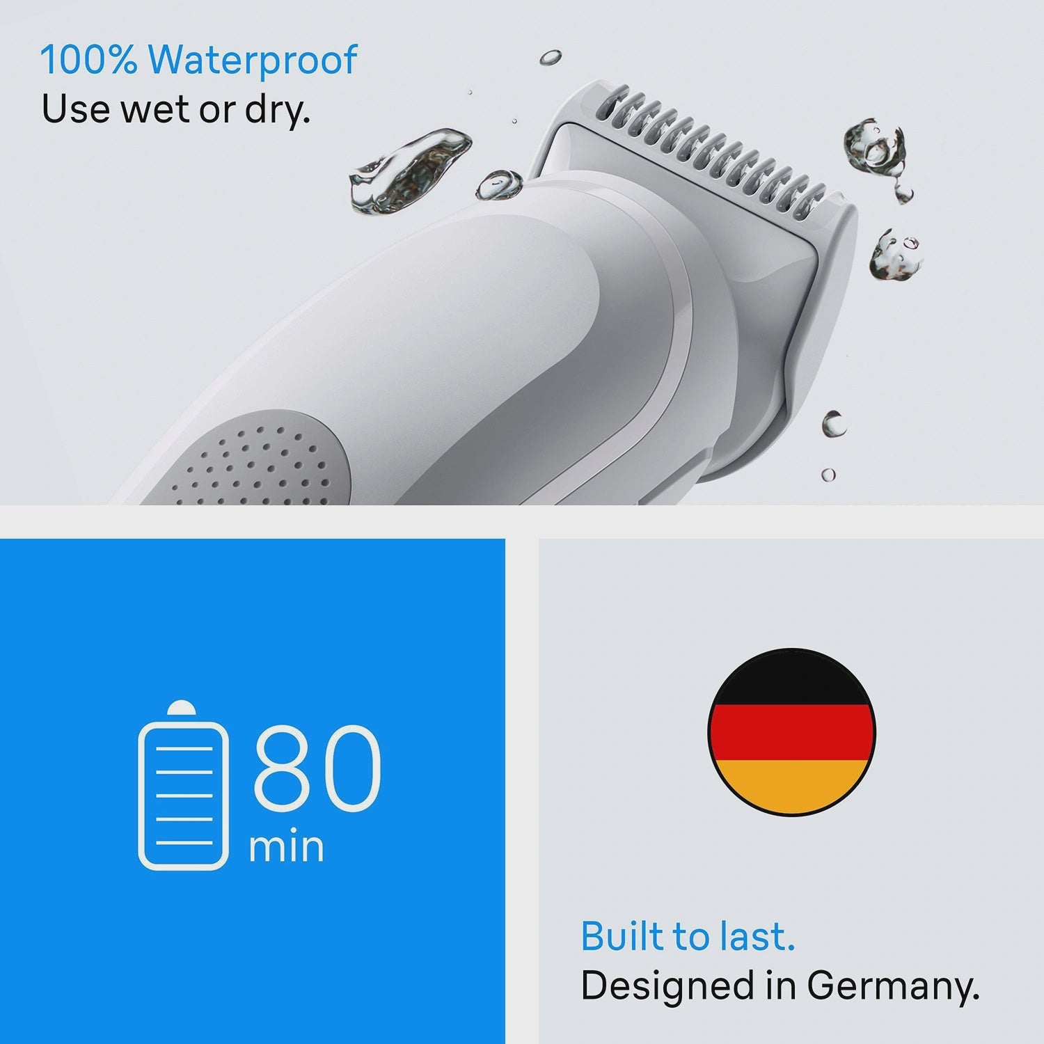 Men's Body Groomer with SkinGuard, Waterproof, 80-Minute Battery