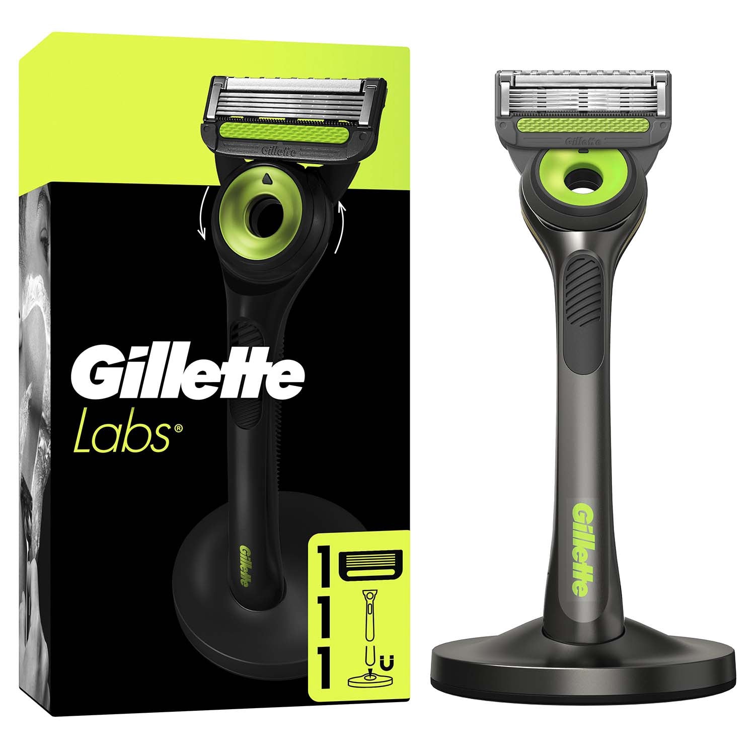 Men's Razor with Exfoliating Bar, 1 Blade + Magnetic Stand
