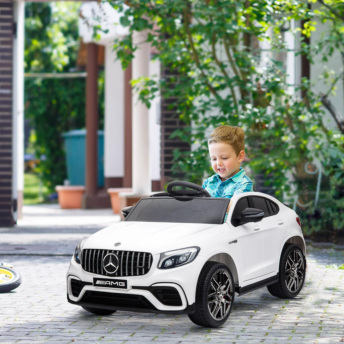Mercedes-Benz Amg Gla45 Licensed Children'S Vehicle Electric Car With Remote Control, Mp3, Seat Belt, 37-60 Months, White