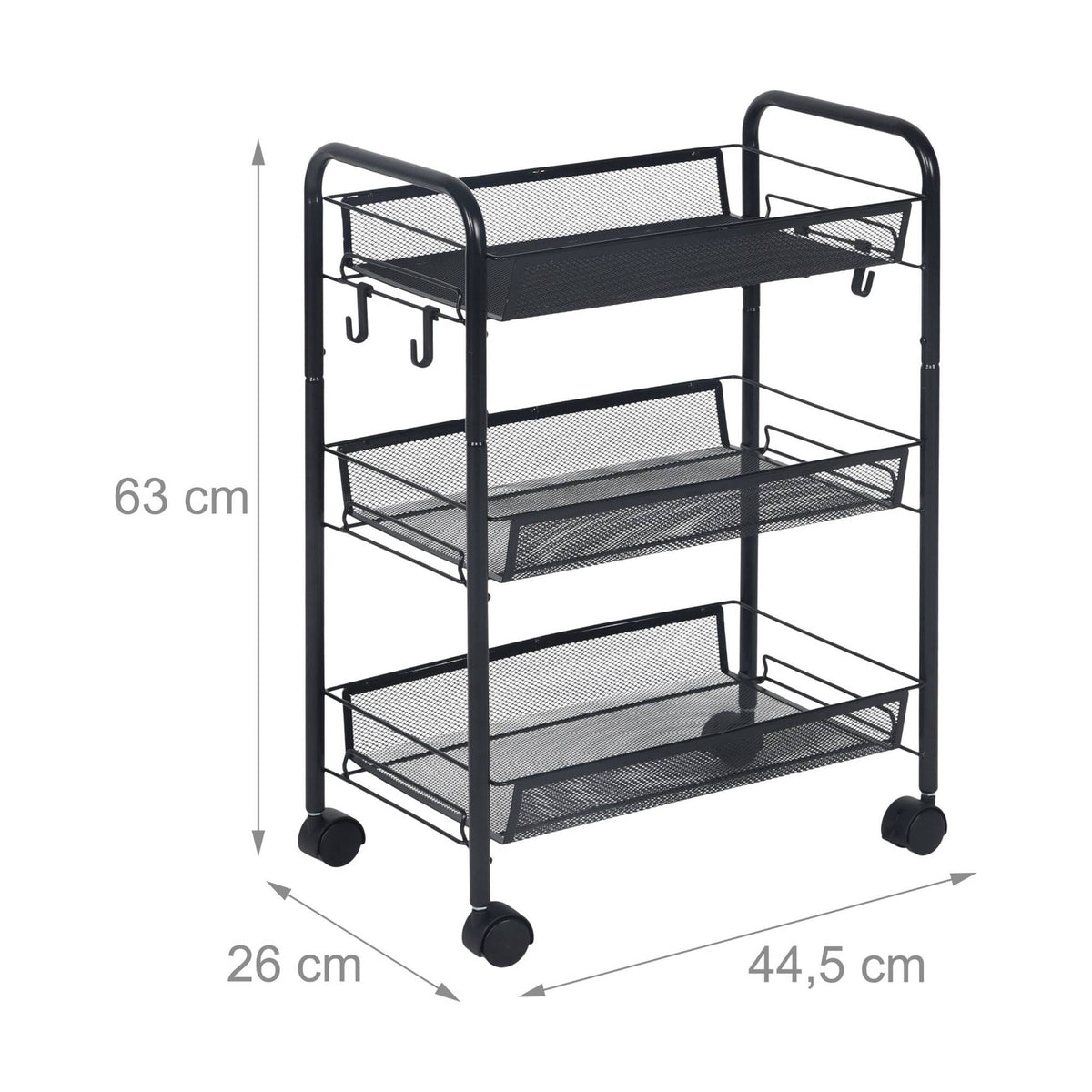 Mesh Trolley with Wheels – Multi-Level Metal Shelves
