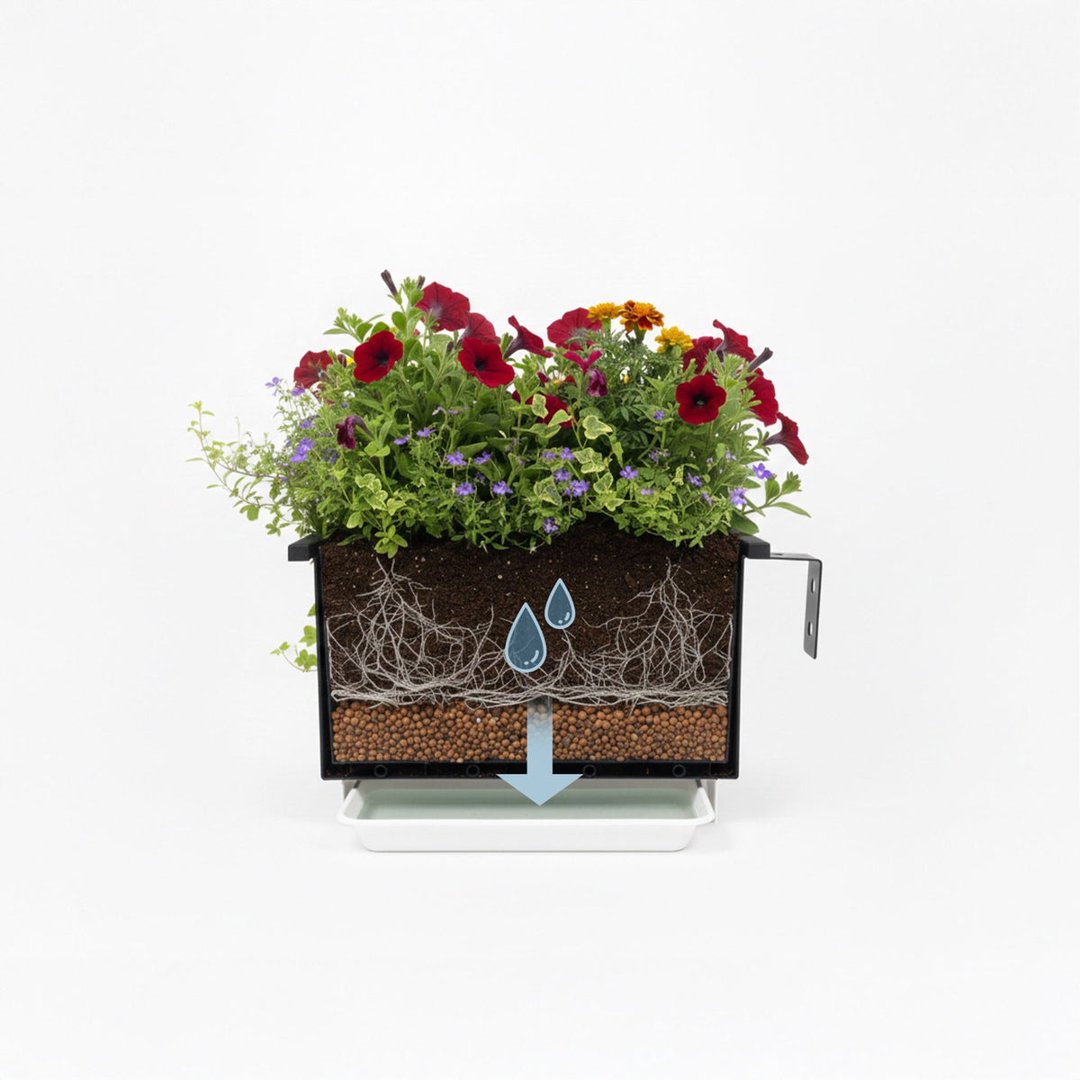 Metal Balcony Planters, Set of 2, With Drainage System