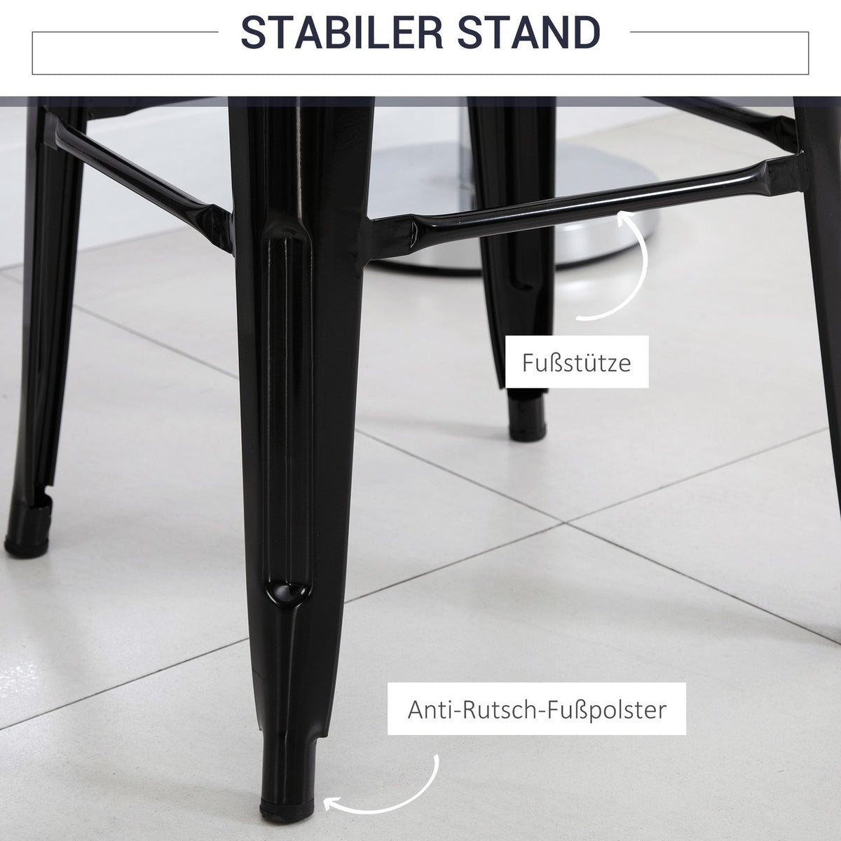 Metal Bar Stools Set of 4, Stackable, Black, Indoor/Outdoor