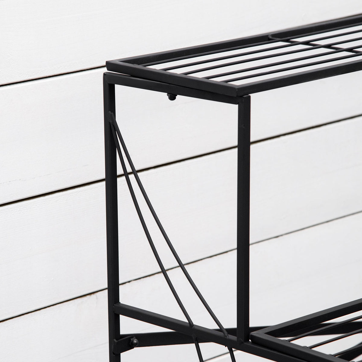 Metal Flower Shelf 3 Tier Plant Shelf Flower Stairs For Garden And Balcony Black 95X63X72Cm