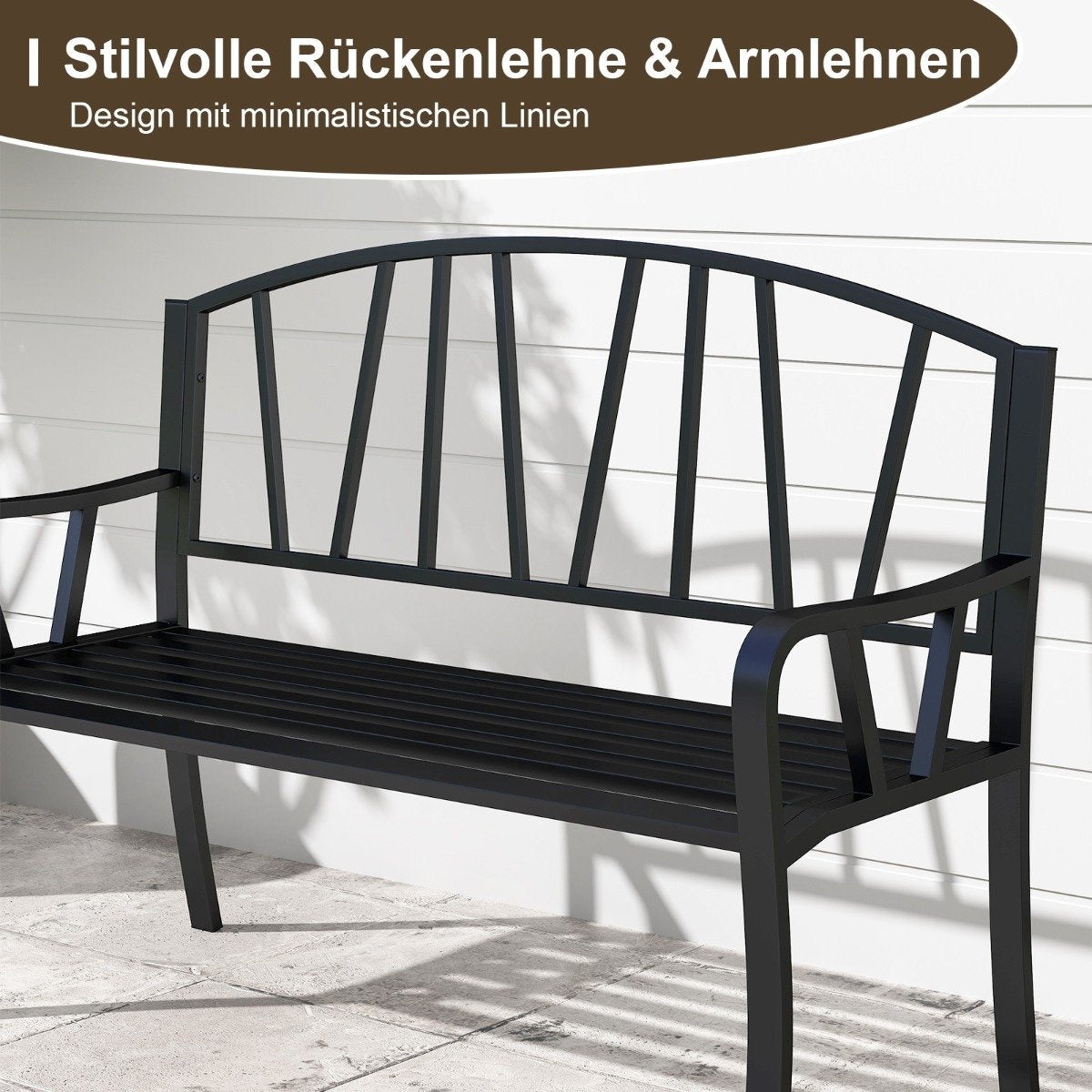 Metal Garden Bench for 2–3 People, Weather-Resistant