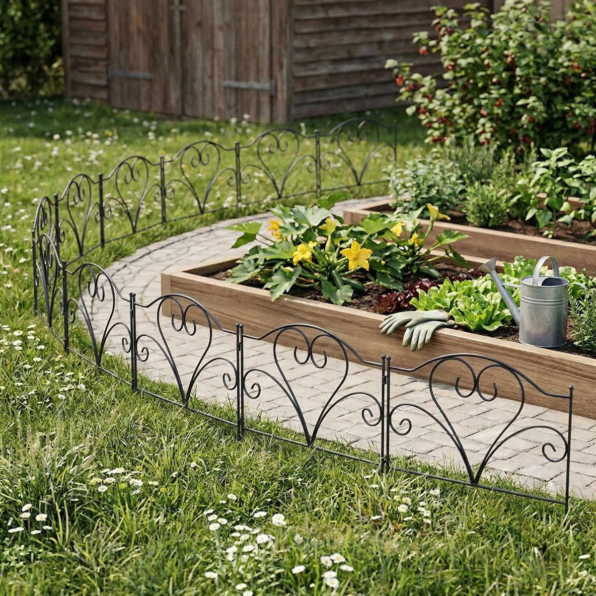 Metal Garden Edging, Set of 5 Panels, Black