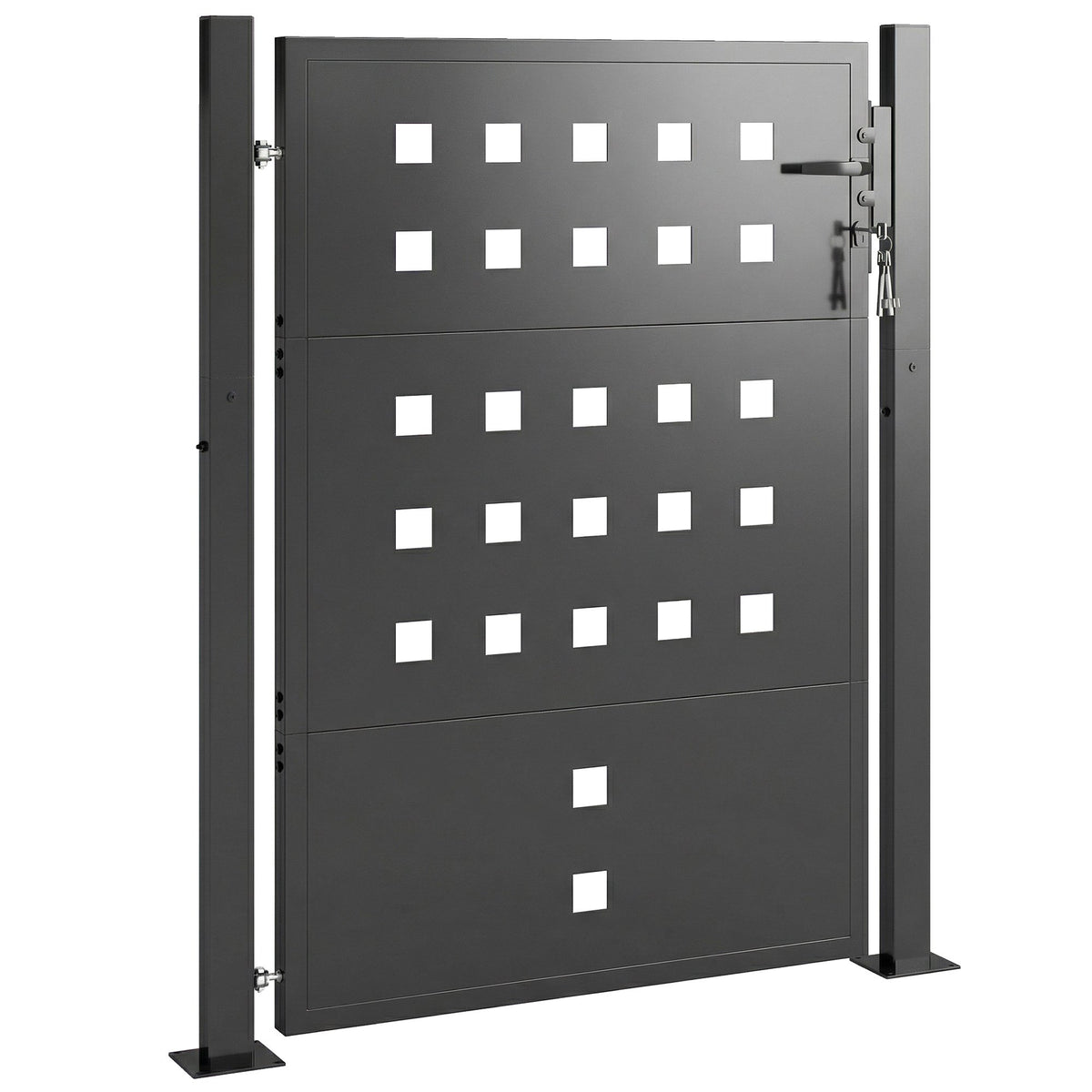 Metal Garden Gate, Galvanized Steel, Lock & Keys, 105x130 cm