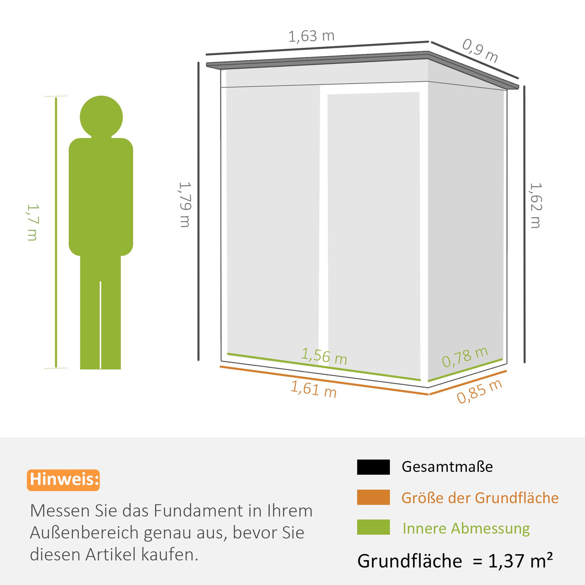 Metal Garden Shed 1.37m², Lockable with Ventilation