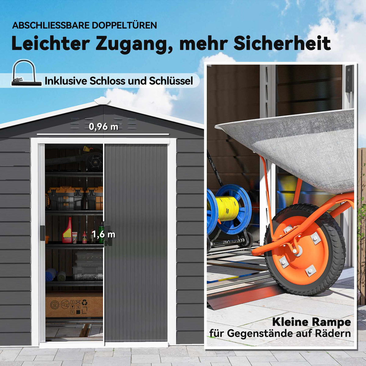 Metal Garden Shed, Weatherproof & Lockable, 240x206x198 cm