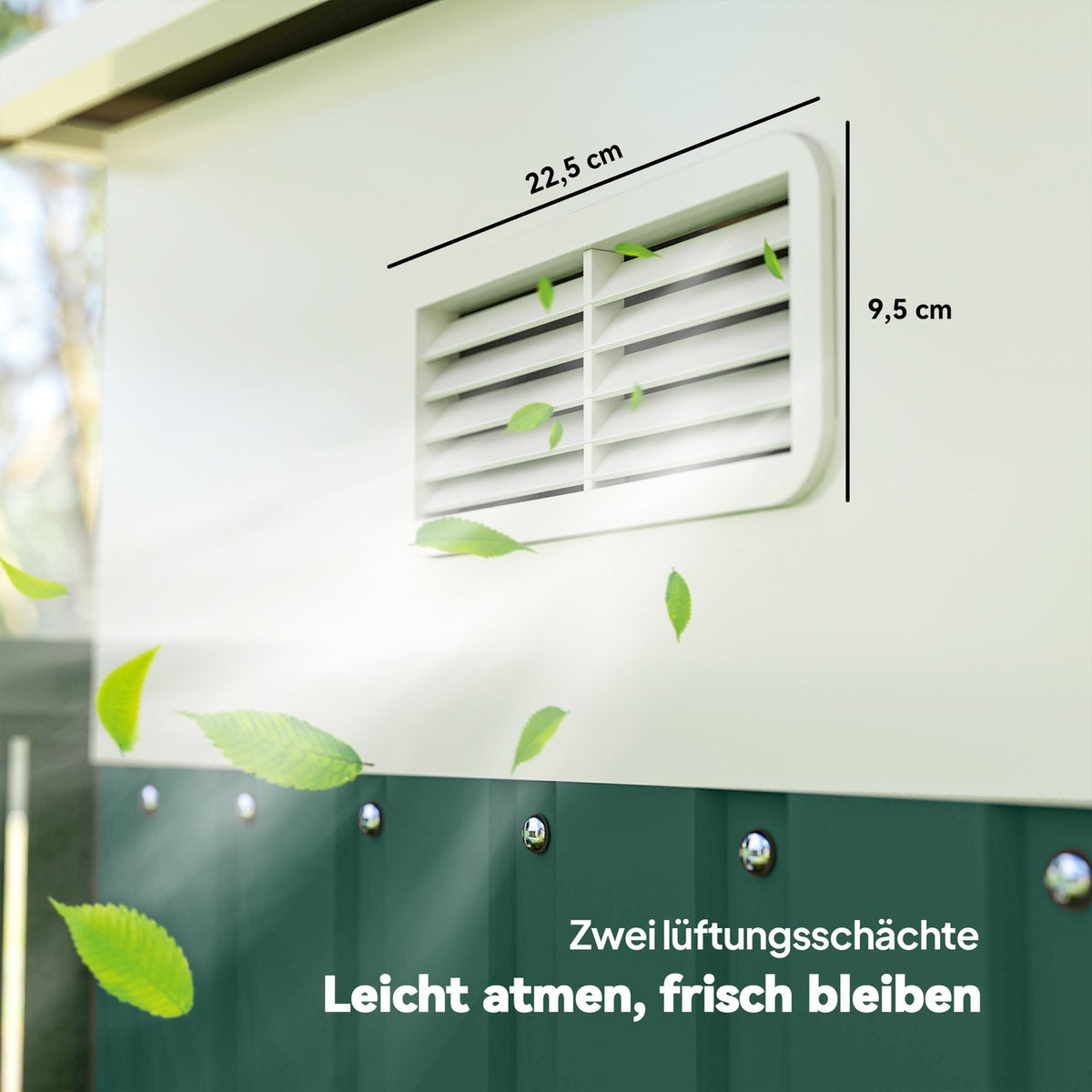 Metal Garden Shed with Sloped Roof, Lockable Double Door
