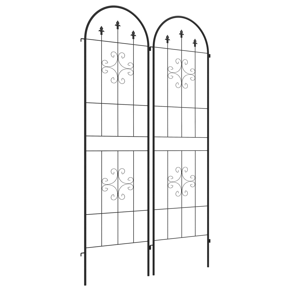 Metal Garden Trellis Set, Black, 50x180 cm, 2-Pack