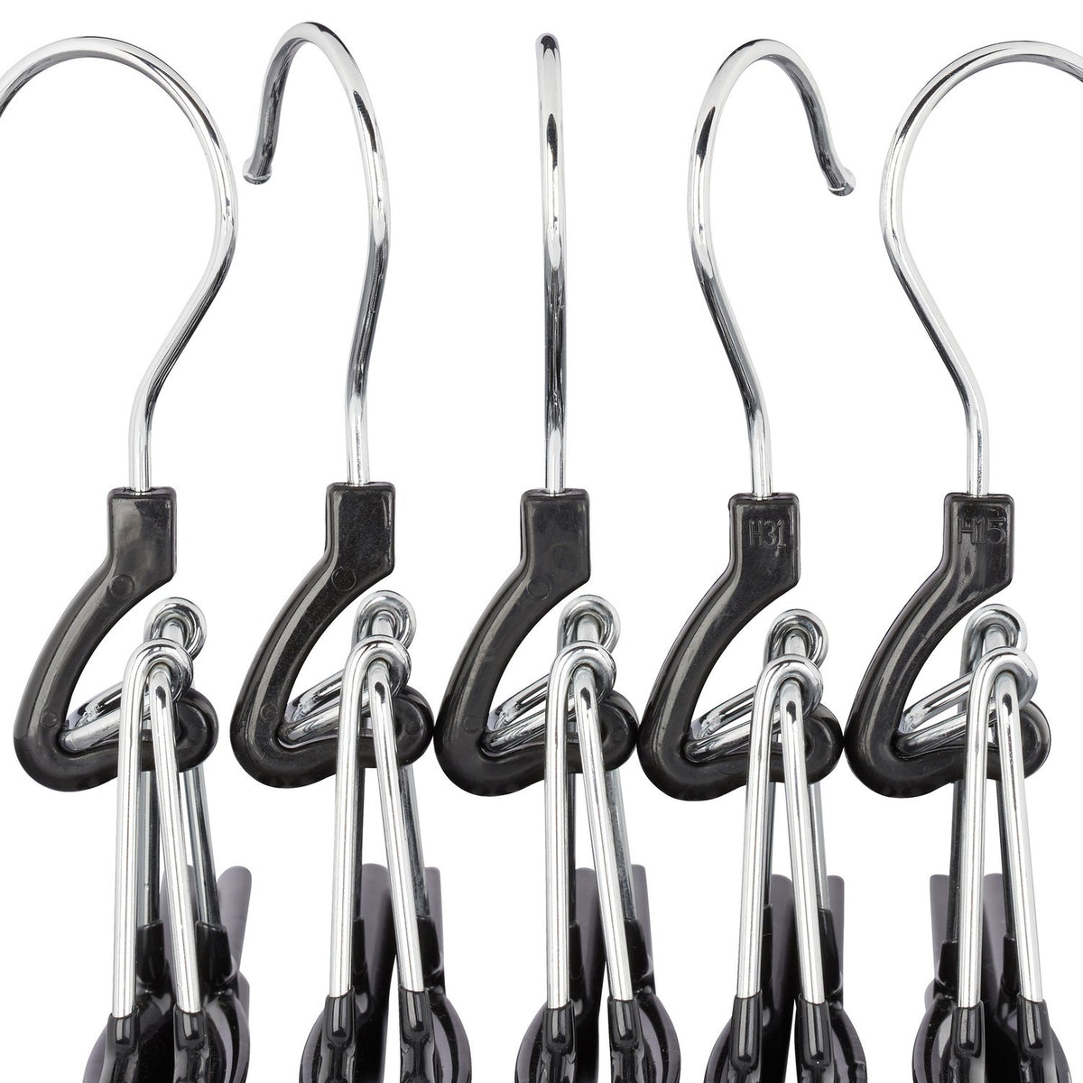 Metal Pants Hangers, Black PVC-Coated Clamp Holders