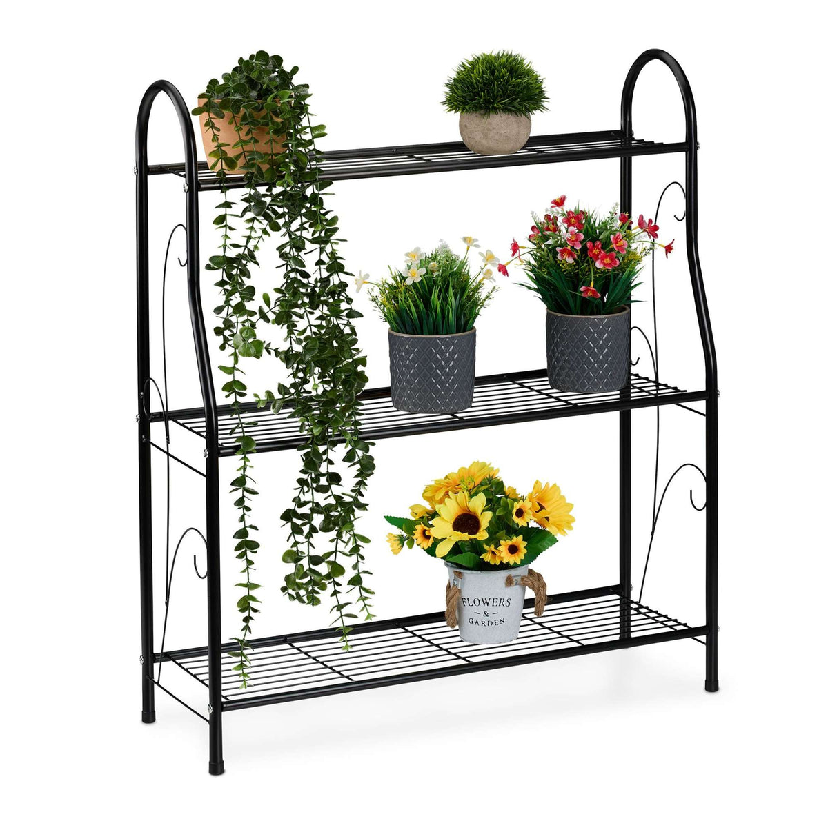 Metal Plant Stand with 3 Tiers for Indoor/Outdoor Use