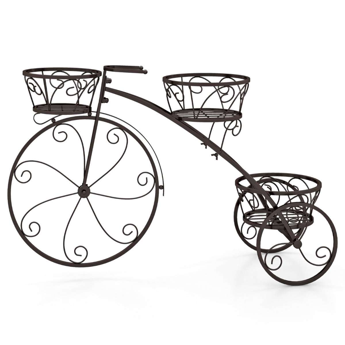 Metal Plant Stand with Bicycle Design, 3-Tier Basket Holder