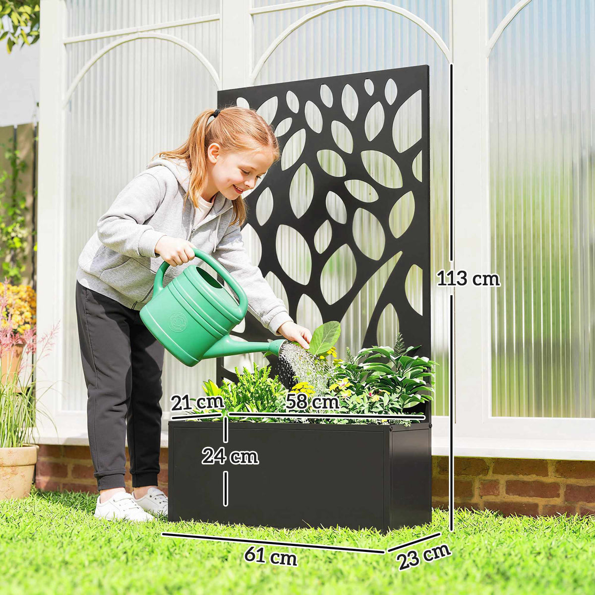 Metal Planter with Trellis, Wall-Mount or Freestanding