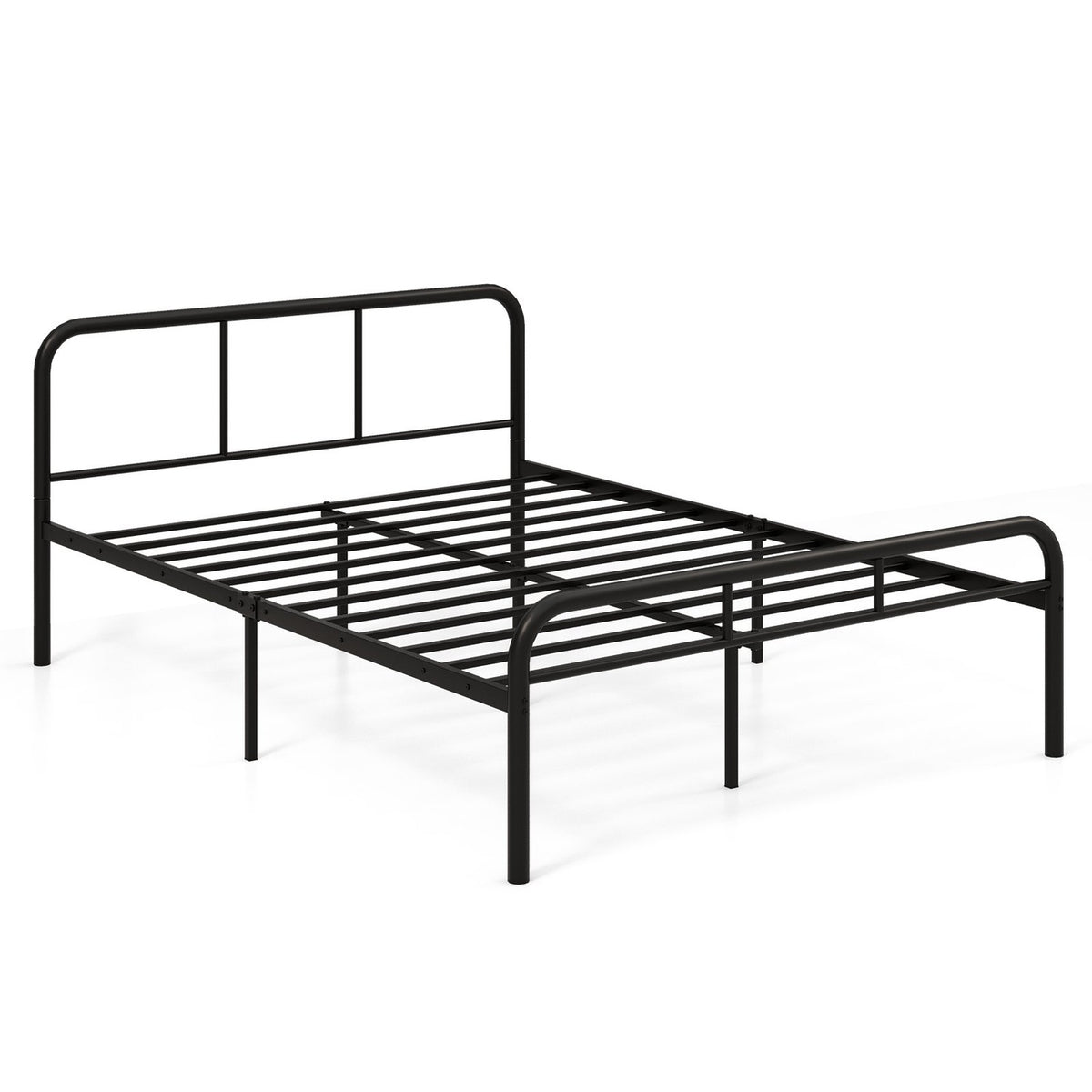 Metal Platform Bed Frame with Headboard & Footboard, 140x190 cm