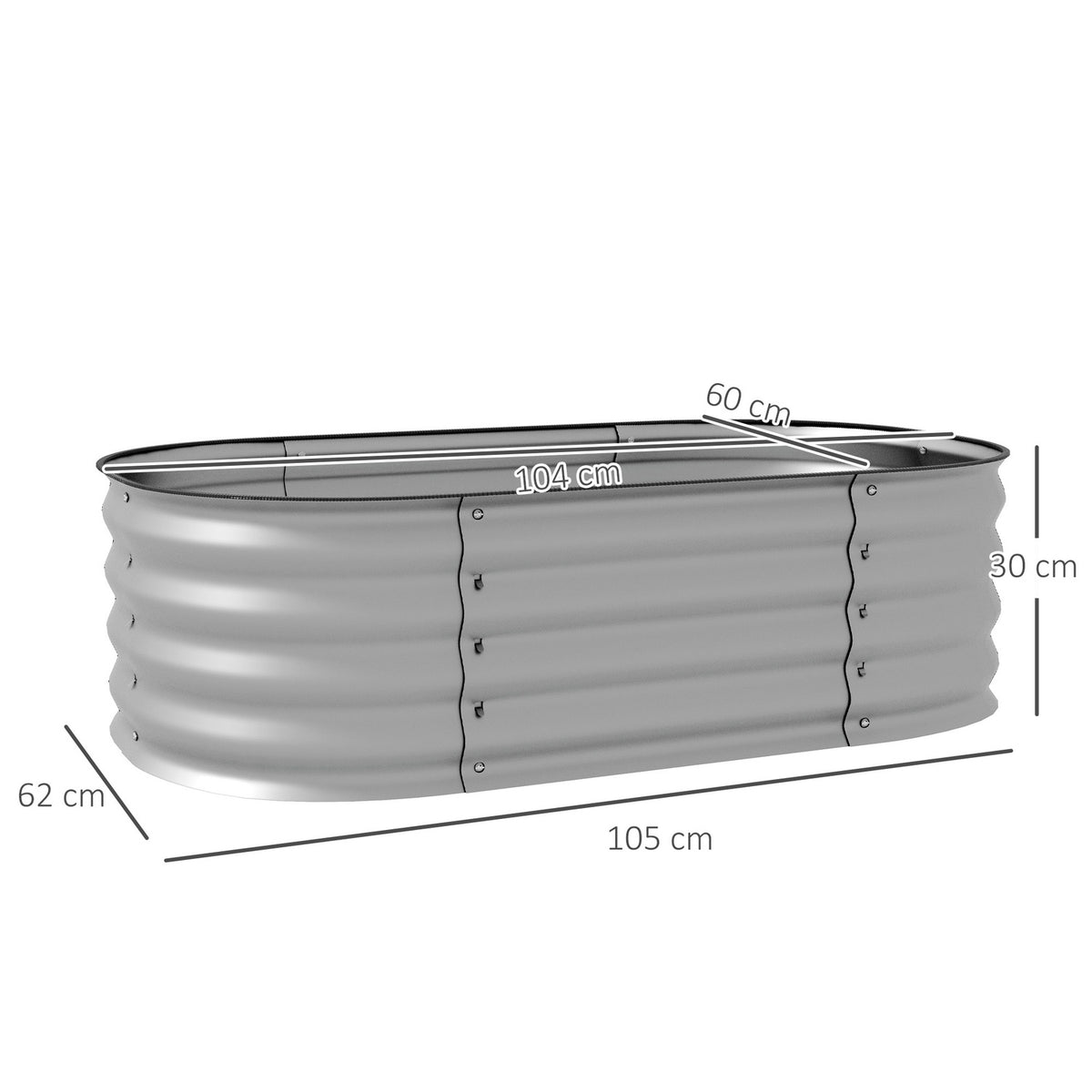 Metal Raised Bed Planter Vegetable Bed Diy Flower Box With Open Bottom Herb Bed For Garden Balcony Silver 105 X 62 X 30 Cm