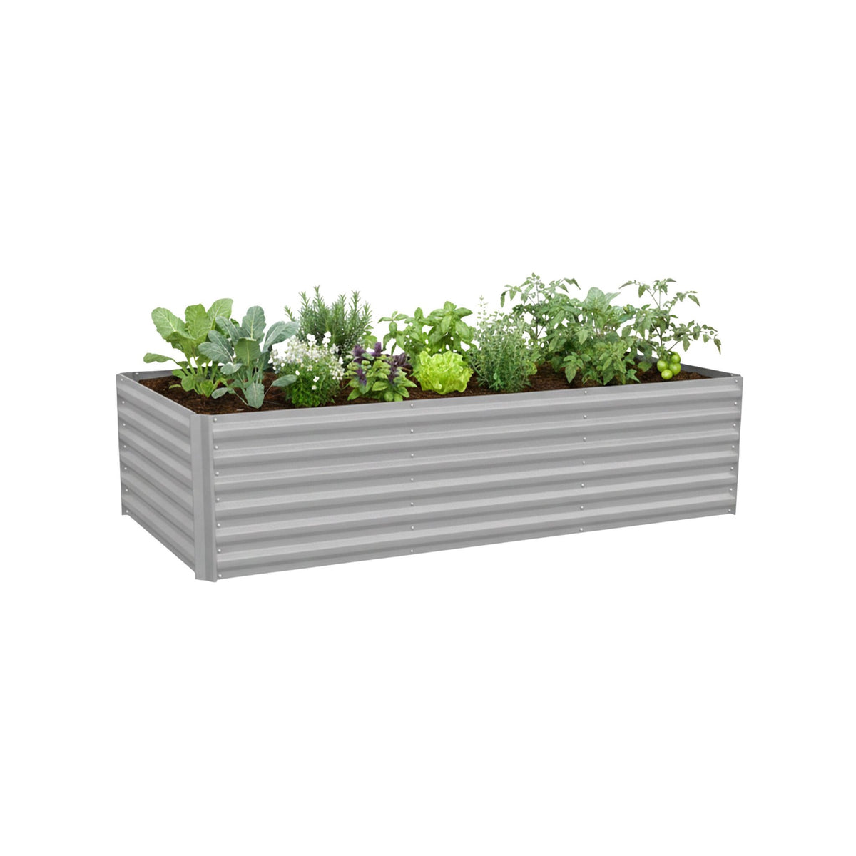 Metal Raised Garden Bed, 57x240x90cm, Galvanised Steel