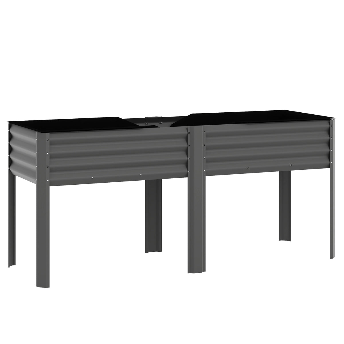 Metal Raised Garden Bed, Large Planter Box, 180x55x80 cm