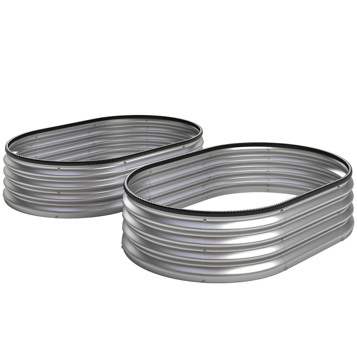 Metal Raised Garden Bed Set, 135x90x30 cm, Oval, 2-Pack