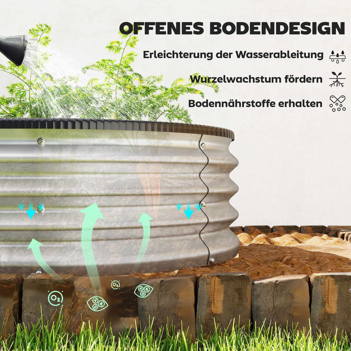 Metal Raised Garden Bed Set, 135x90x30 cm, Oval, 2-Pack