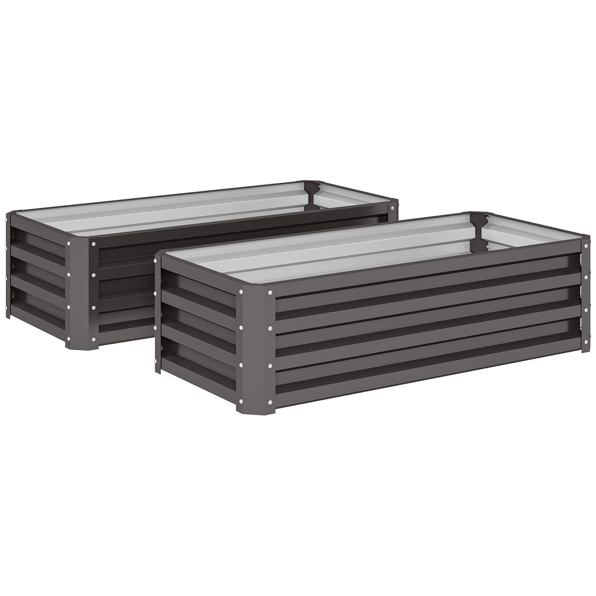 Metal Raised Garden Bed Set of 2, Open Base, 110x50x30cm