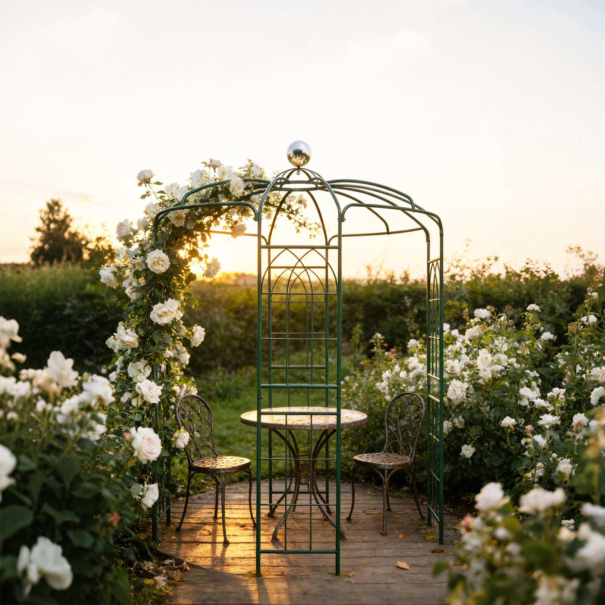 Metal Rose Arbor Pavilion – Freestanding Dome Frame