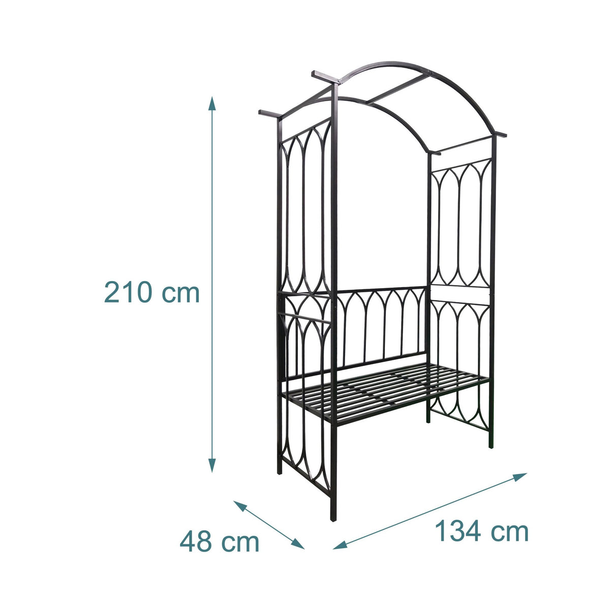 Metal Rose Arch with Bench – Sturdy, Weatherproof Frame