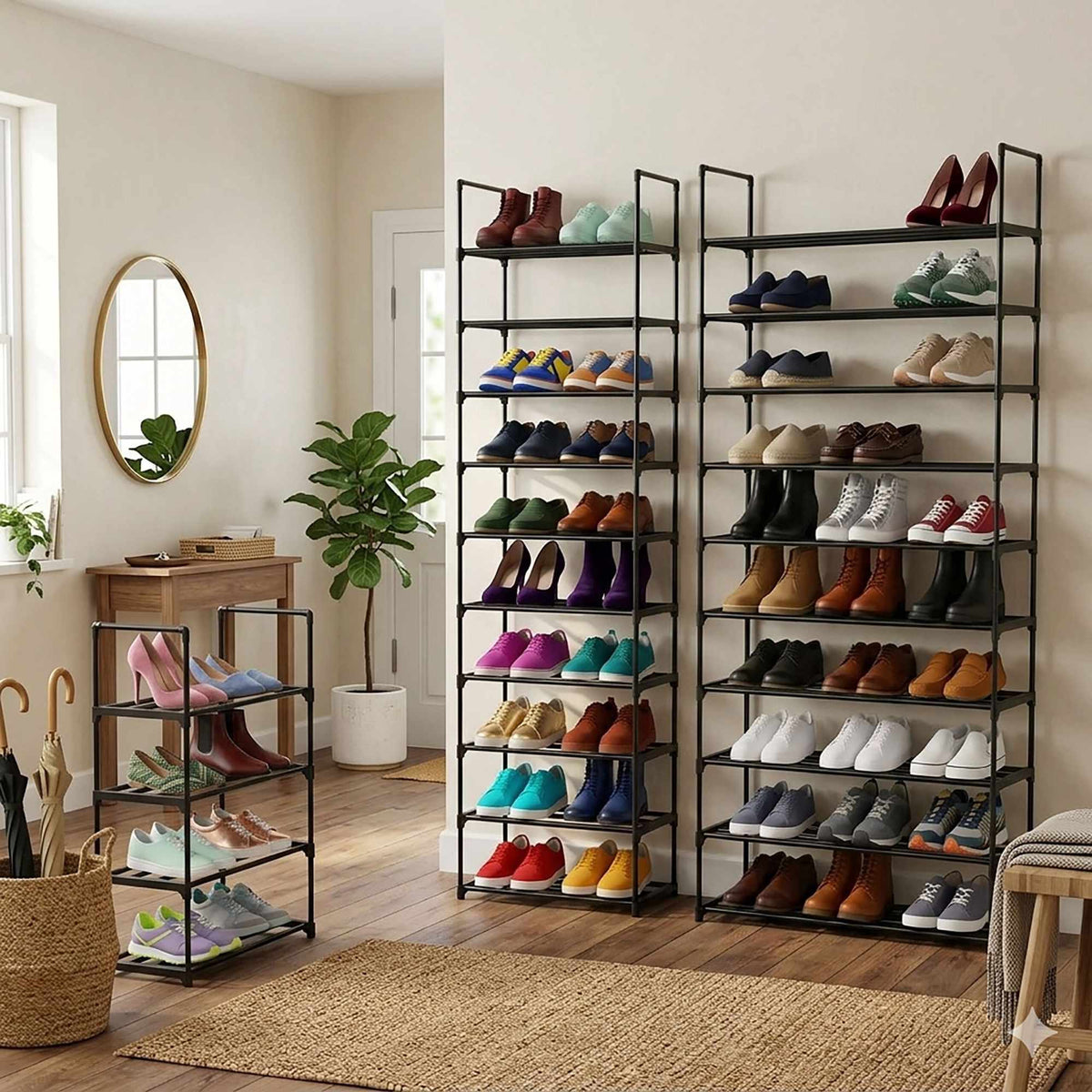 Metal Shoe Rack – Slim, Tool-Free, Adjustable Tiers
