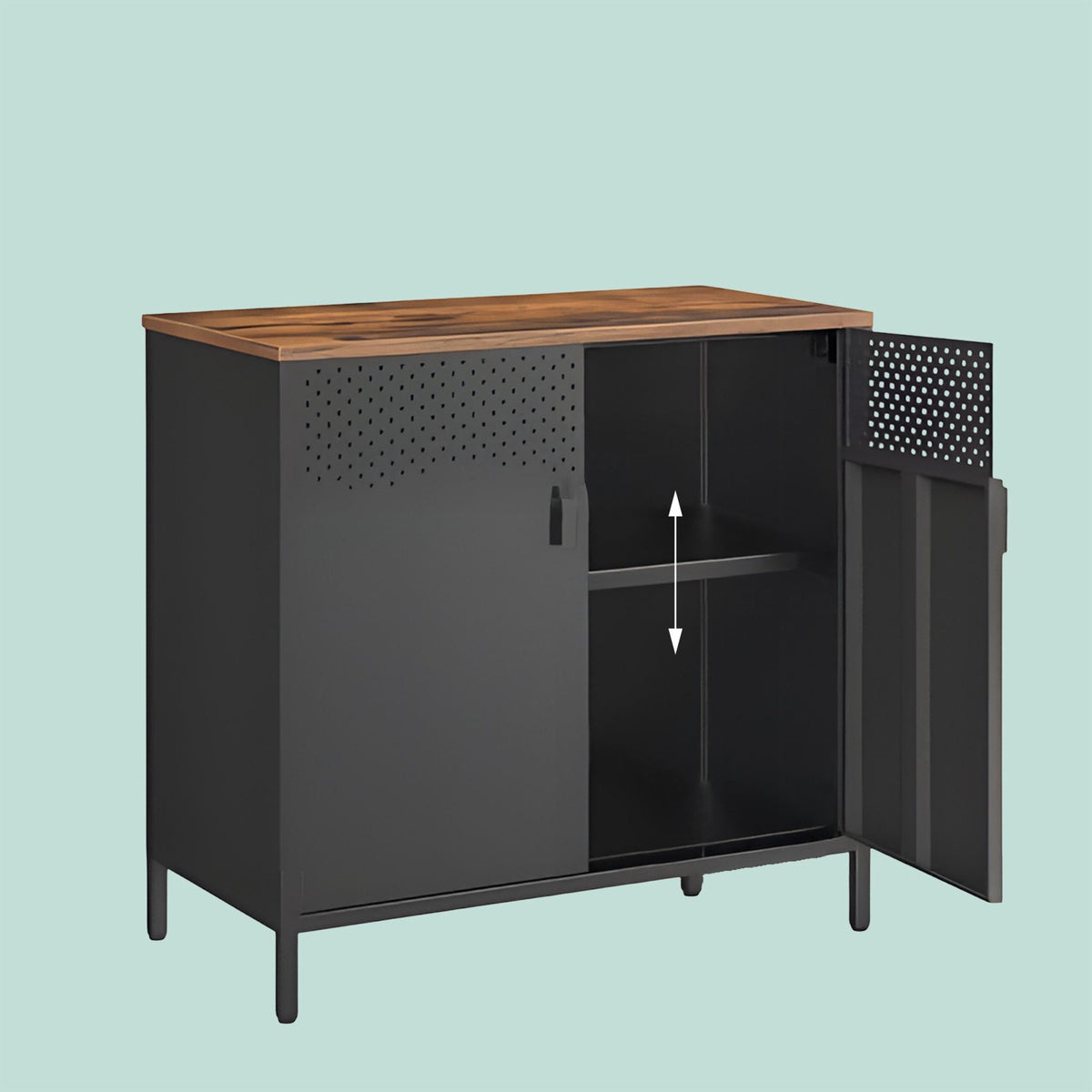 Metal Storage Cabinet, 2-Door, Adjustable Shelves