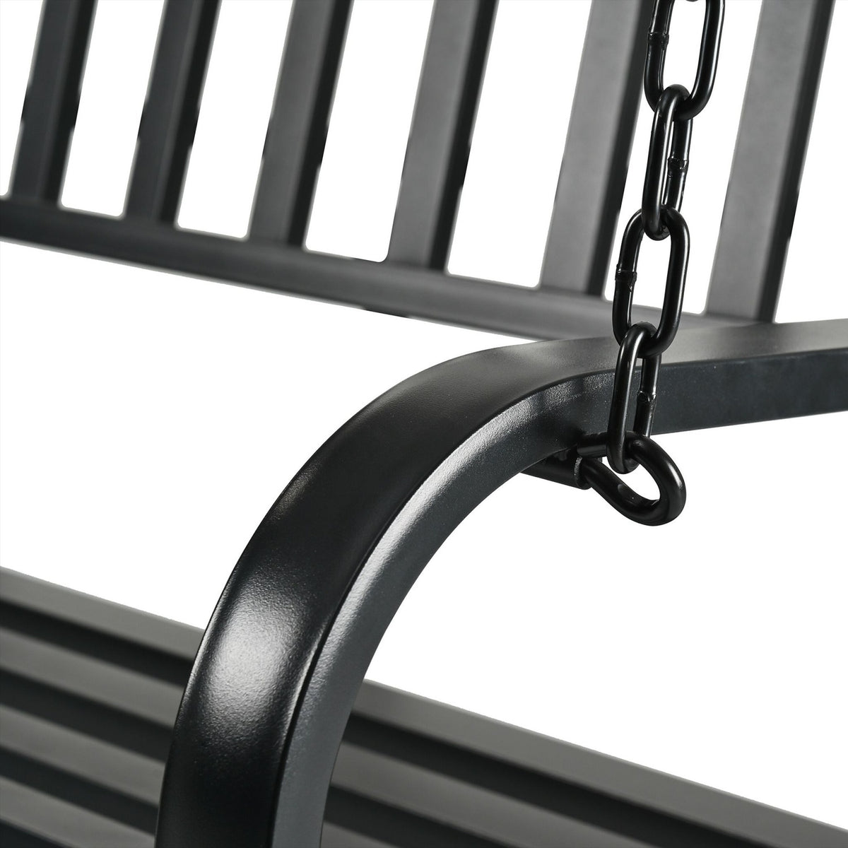 Metal Swing Bench for 2 – Armrests, Curved Seat