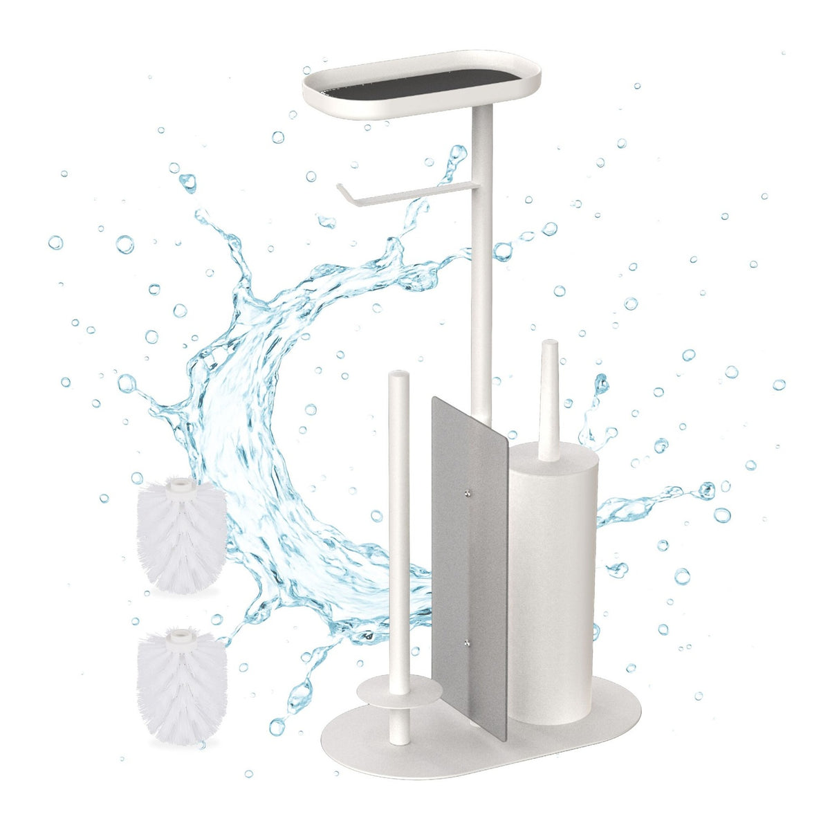 Metal Toilet Paper Holder with Brush and Shelf