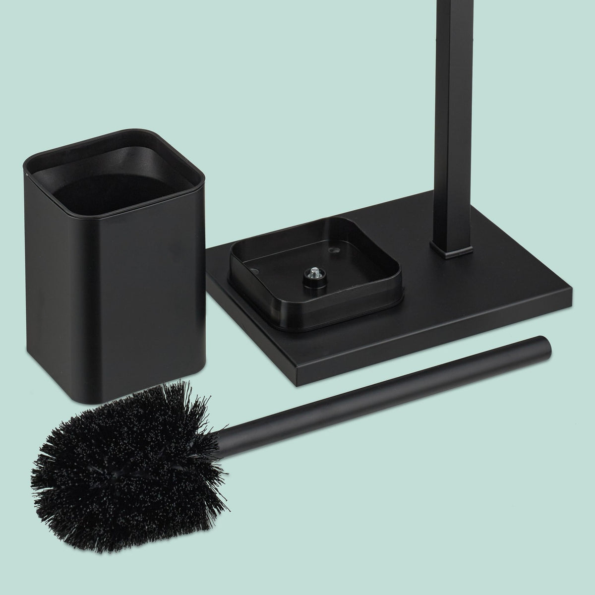 Metal Toilet Roll Holder with Brush – Freestanding Design