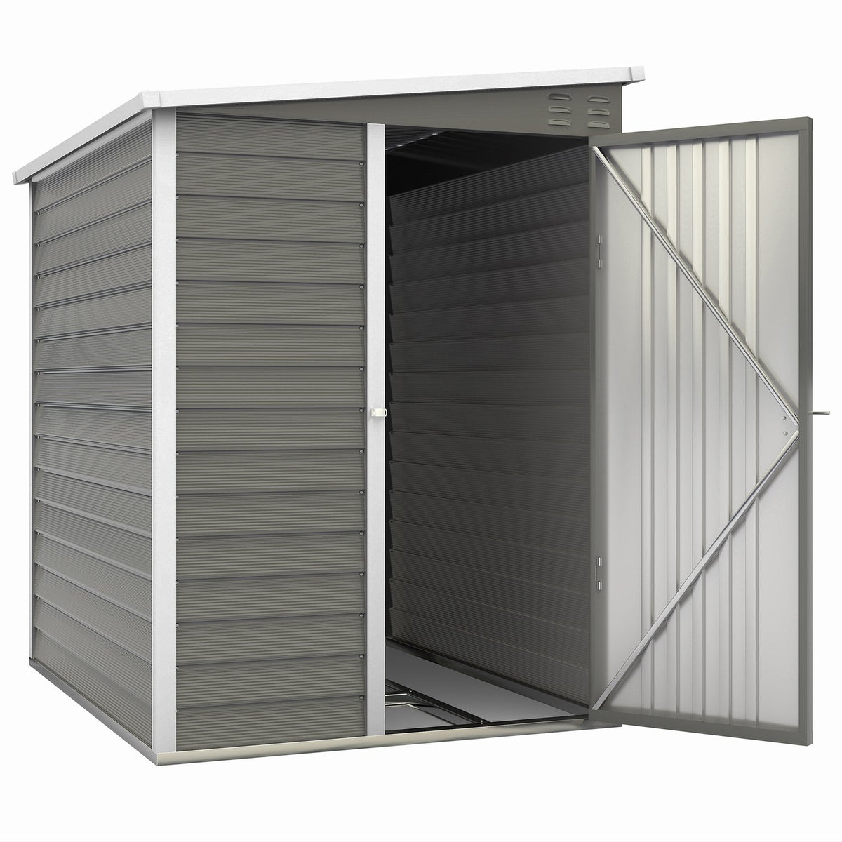 Metal Tool Shed 2.3m² 142x184x181cm Tool Shed with Foundation Pent Roof Window Lockable Door Gloves Weatherproof Garden Shed Outdoor Garden Shed for Garden Backyard Light Gray |