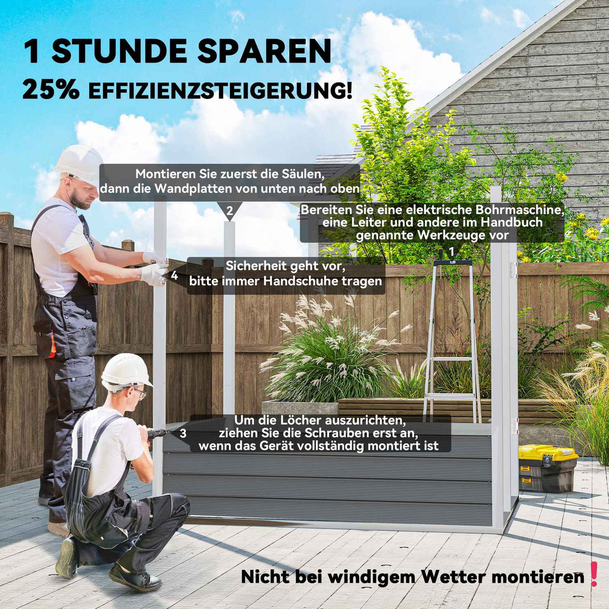 Metal Tool Shed 2.3m² 142x184x181cm Tool Shed with Foundation Pent Roof Window Lockable Door Gloves Weatherproof Garden Shed Outdoor Garden Shed for Garden Backyard Light Gray |