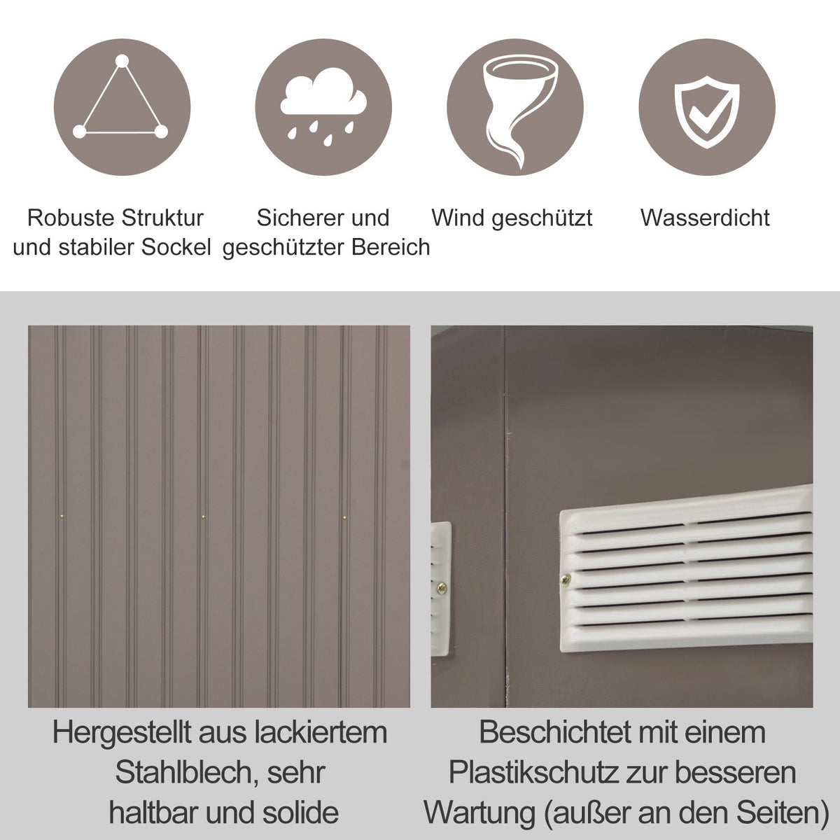 Metal Tool Shed Garden Shed With Foundation, Tool Shed, Weatherproof, Grey, 277X195X192Cm
