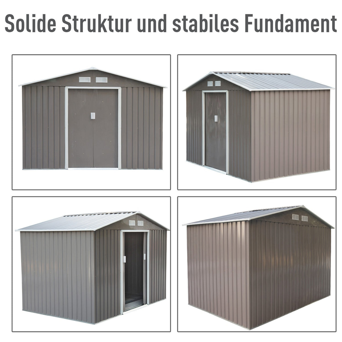 Metal Tool Shed Garden Shed With Foundation, Tool Shed, Weatherproof, Grey, 277X195X192Cm