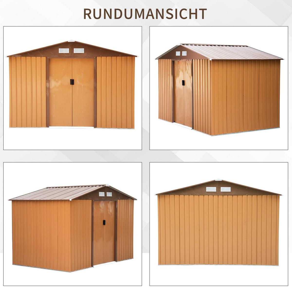 Metal Tool Shed Garden Shed With Foundation, Tool Shed, Weatherproof, Yellow, 277X195X192Cm