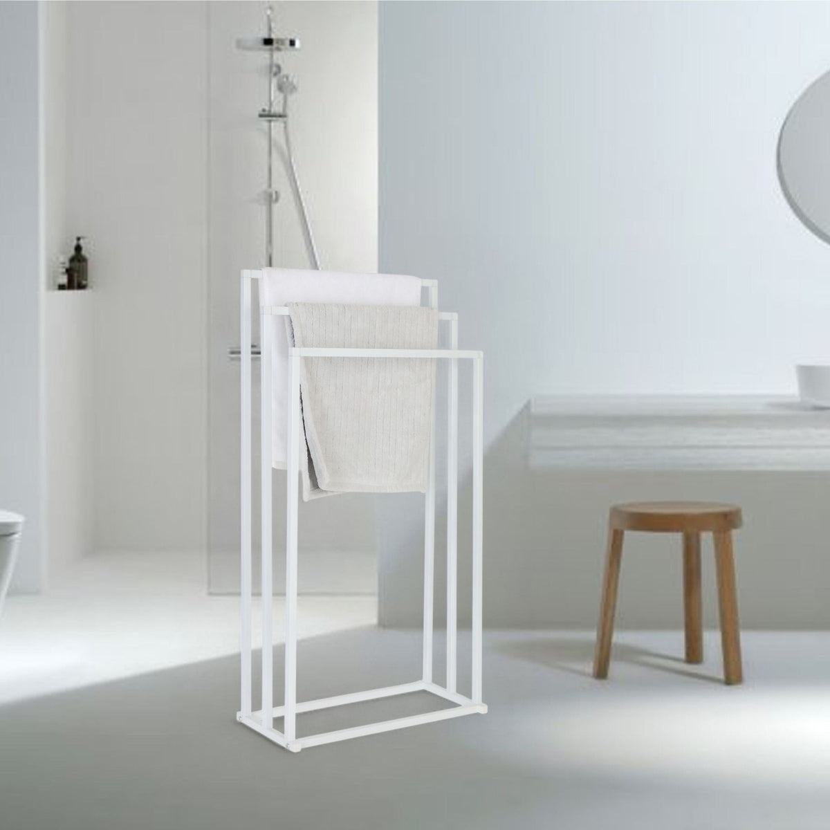 Metal Towel Stand, 3-Bar, Freestanding Design